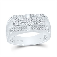 925 Sterlingsilber NatüRlicher Diamant Angehoben Kreuz Rechteckig Rosa Ring 5/8