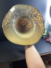 Block crystal leopard print art glass hat vase