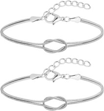 2 Pezzi Bracciali Coppia Bracciale Amicizia Bracciale Donna Argento Bracciali Am