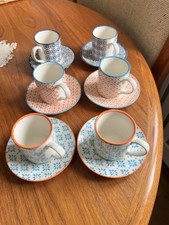 Nicola Spring Designer Handprinted 12 Pieces Ceramic Coffee Set Excellent