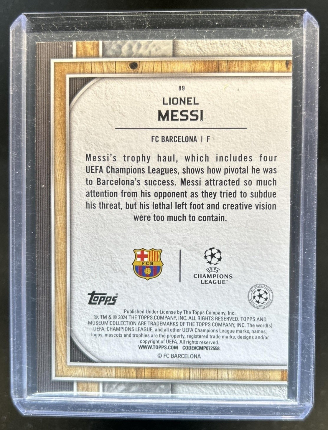 2023-24 Topps Museum Collection UEFA Lionel Messi #89 Barcelona view 2