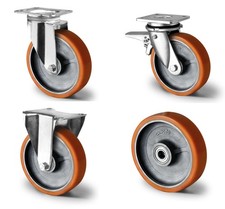 Polyurethan Schwerlast Lenkrolle Bockrolle 125 150 160 200 mm - Gusseisen-Felge