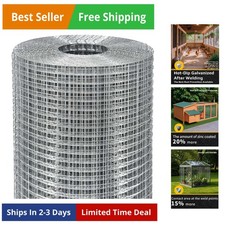 Hardware Cloth 1/2 Inch 48" x 100' 19 Gauge, Heavy-Duty Galvanized Chicken Wi...