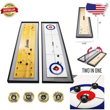 45" Tabletop Shuffleboard Curling Game - 2-in-1 Fun, 8 Smooth Pucks