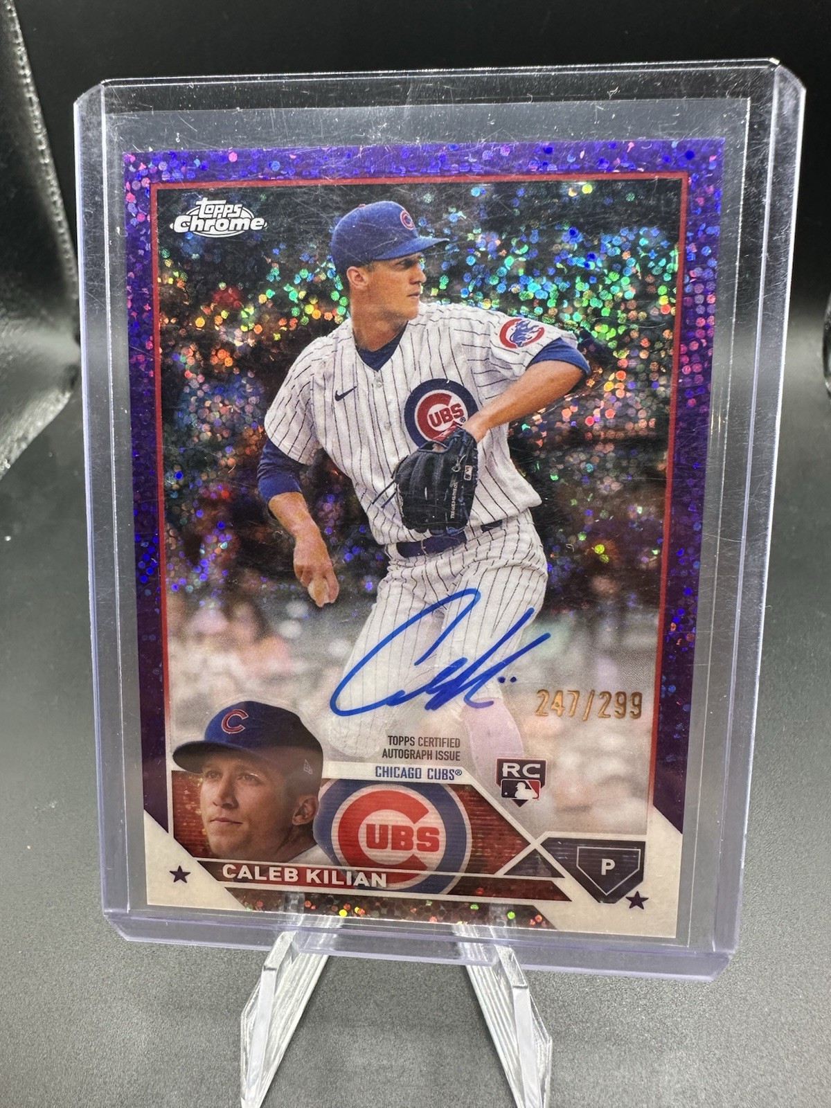 2023 Topps Chrome - Rookie Autographs Caleb Kilian #RA-CK Purple Speckle...