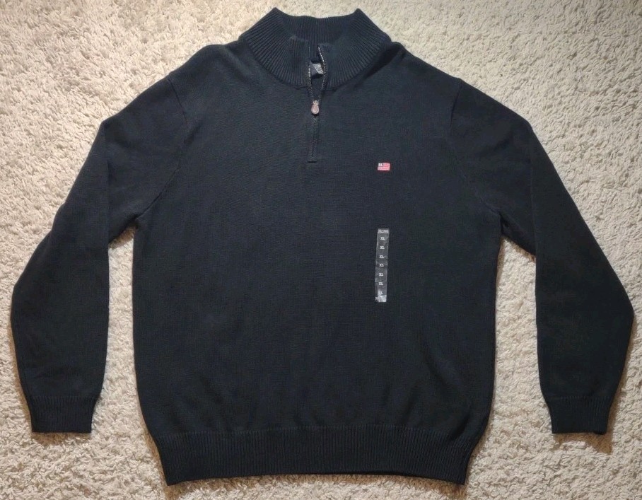 Polo Ralph Lauren Uomo Nero XL 1/4 Zip Pullover Maglione Bandiera Americana  Logo NUOVO