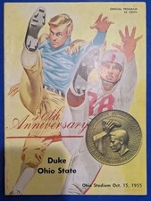 Programa oficial de fútbol americano universitario Duke Blue Devils vs Ohio State Buckeyes 1955
