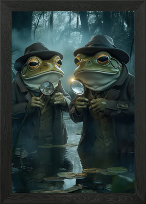 Frosch Detektive gerahmtes Wandbild Poster Leinwanddruck Bild