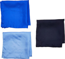 mens 100 Silk Hand Rolled 17"x 17" Pocket Square Three Piece Set