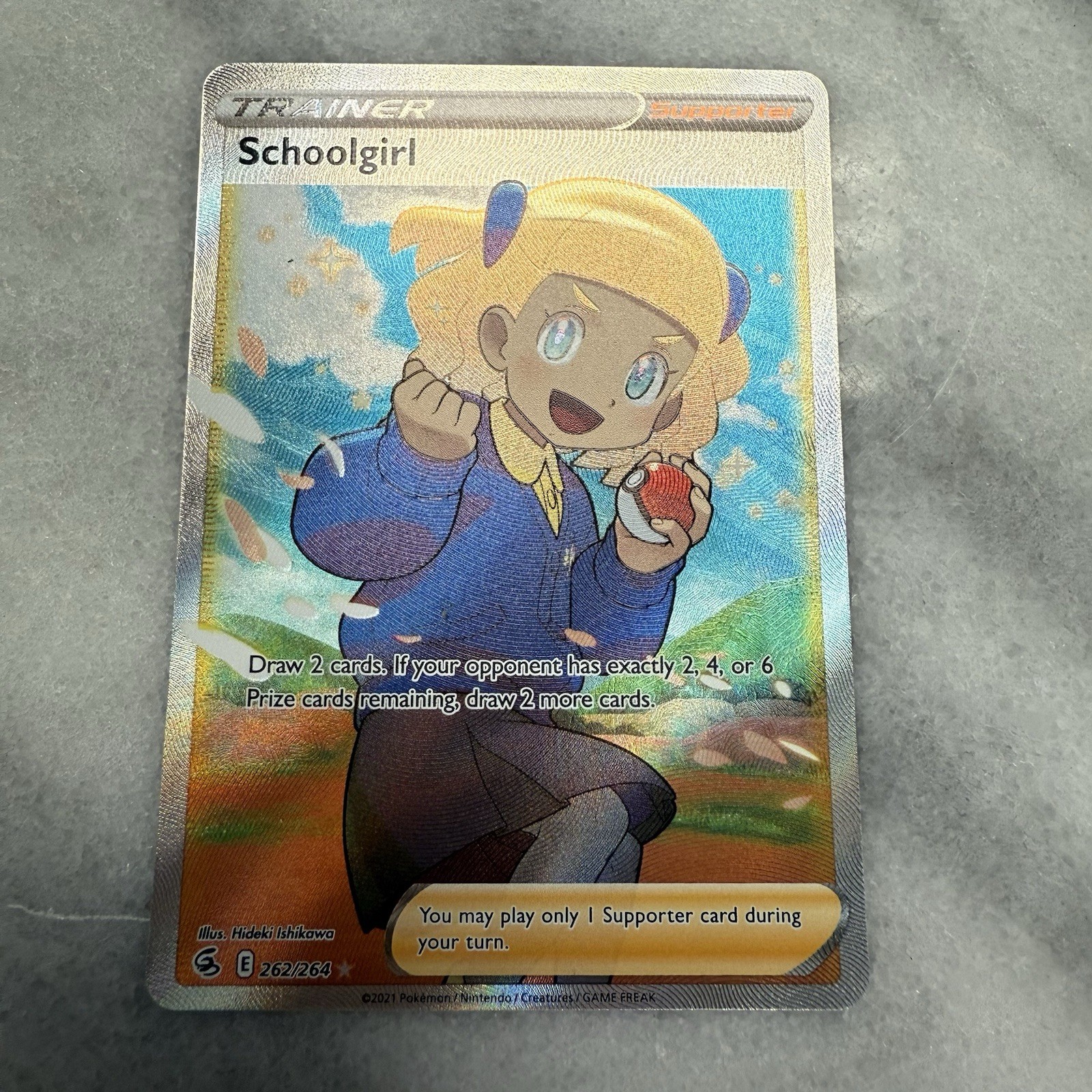 Pokemon Schoolgirl #262/264 Fusion Strike Ultra Rare Holo NM/Mint
