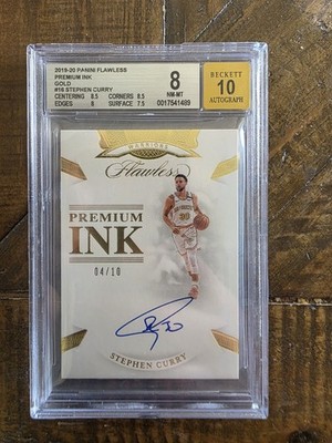 2019-20 Panini Flawless - Primium Ink Auto Stephen Curry, Gold /10, NM-8 / 10!!!