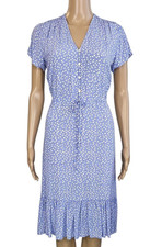 RAILS NWT $218 Kiki V Neck Short Sleeve Drawstring Waist Dress, Blue Daisies XS