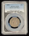 1854 25c Liberty Seated Quarter Arrows and Rays PCGS VF 35
