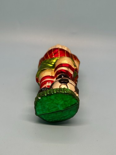 Vintage Glas Weihnachtsschmuck Fußball spielender Weihnachtsmann mit Teddybär - Bild 6 von 12