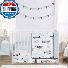 Sweet Jojo Designs 4-Piece Baby Crib Bedding Set Vintage Airplane For Boys