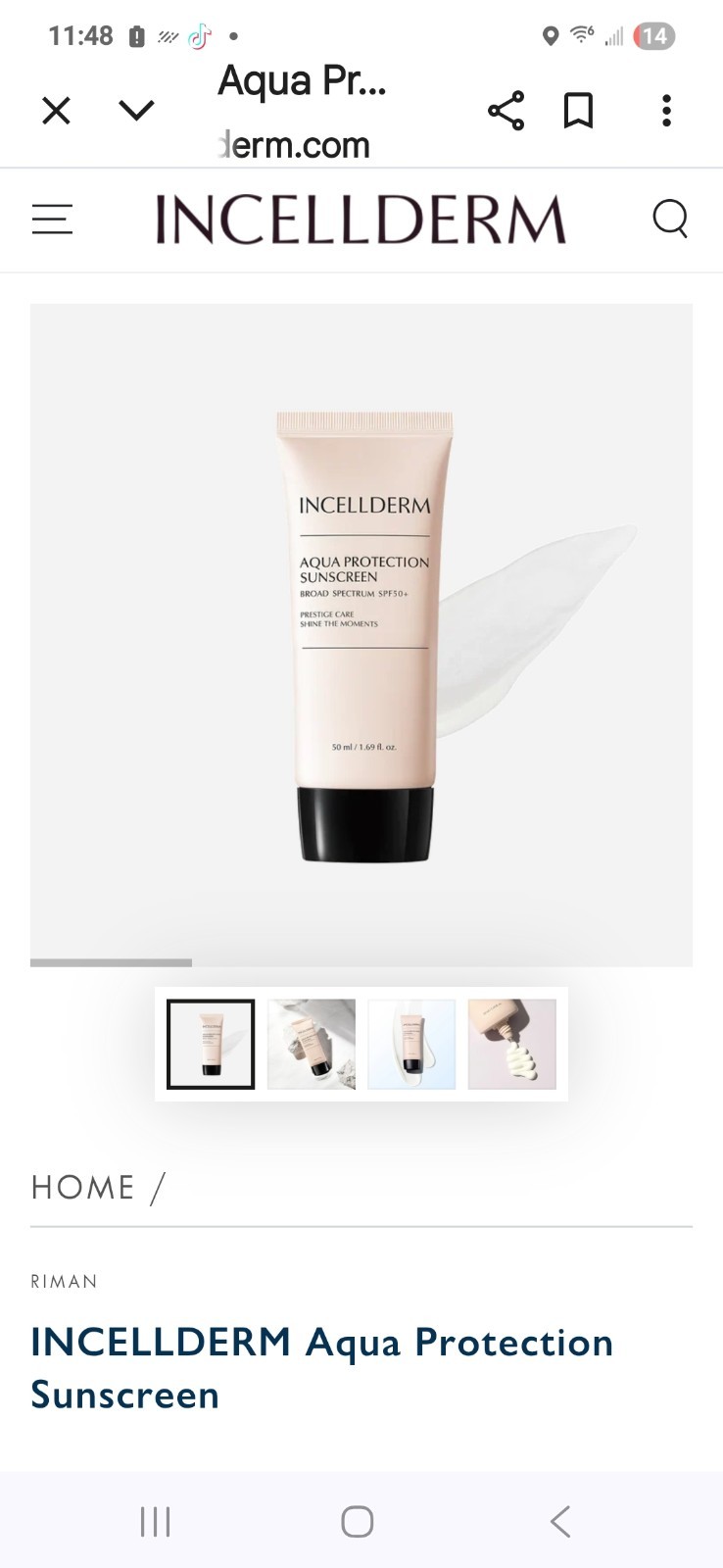 INCELLDERM COCKTAIL AQUA SUN GEL 50ml UV protection Sunscreen