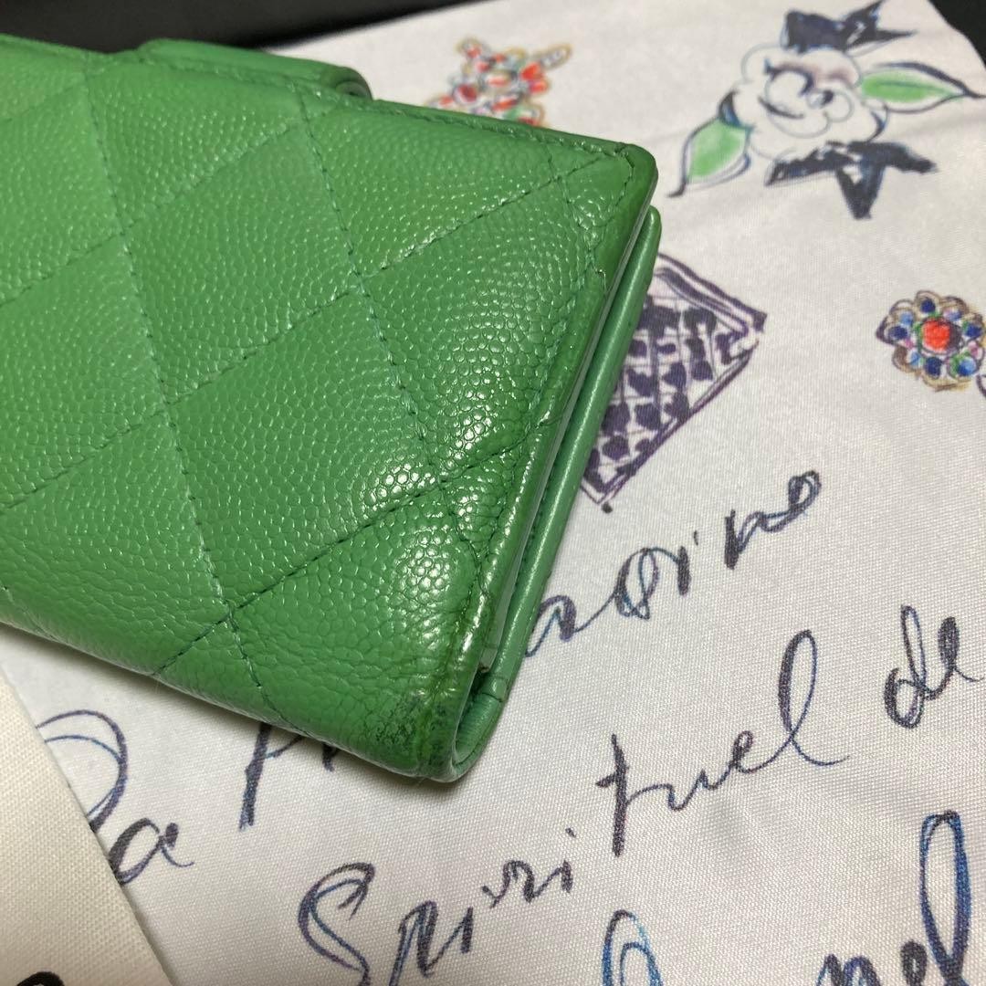 Chanel Green Card Coin Case Classic Line Silver Metal Accessories thumbnail 7