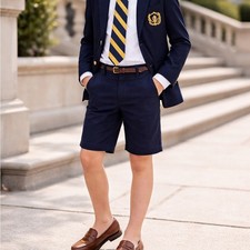 NWT U.S. Polo Assn Boys 12 Navy Twill Flat Front Shorts Uniform Preppy Classic