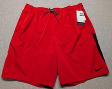 NIKE Swim Men  s Swim Trunks Shorts Red NESSA482 Mesh Brief Lined Size XL NWT