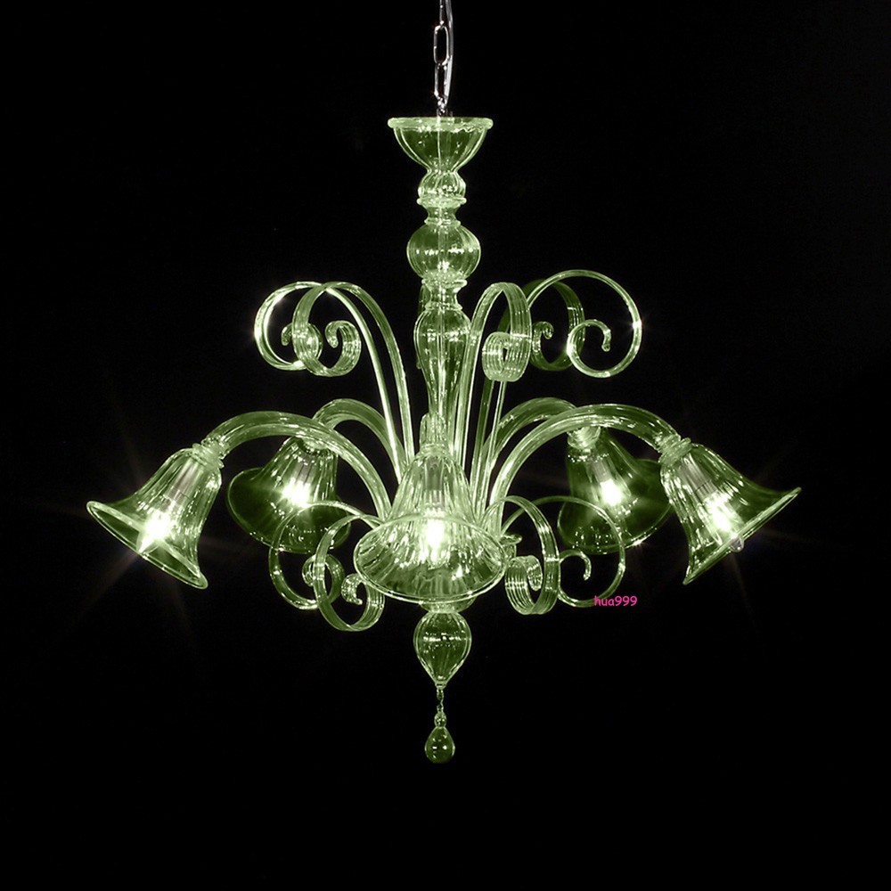 Modern Murano chandelier 5 lights green Shade Crystal Fixture