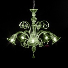 Modern Murano chandelier 5 lights green Shade...