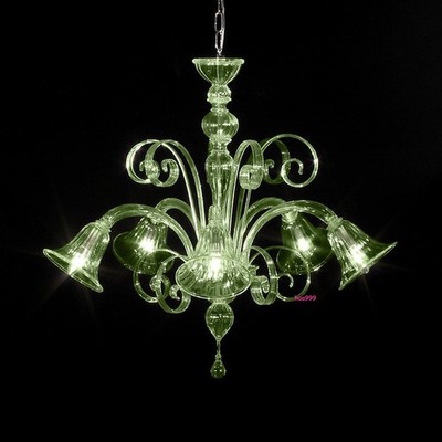 Modern Murano chandelier 5 lights green Shade Crystal Fixture