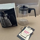 Vintage PYREX  Carafe 4 Cup ~22 oz. Clear Glass Black Lid Heat Spreader USA