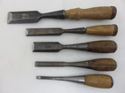 Stanley Wood Chisel 5pc Set Lot 1 1/4" 1" 3/4" 1/2" 1/4" Wood Handle Vintage USA
