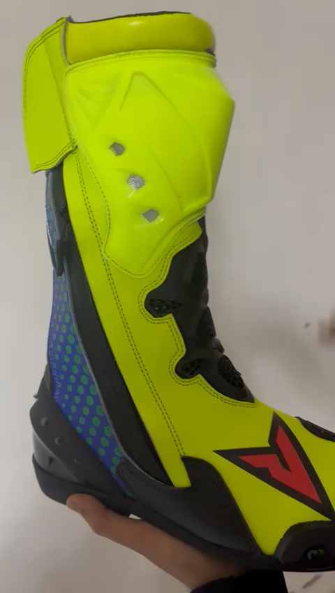 Valentino Rossi VR46 Inspired Custom Racing Boots Leather Moto GP