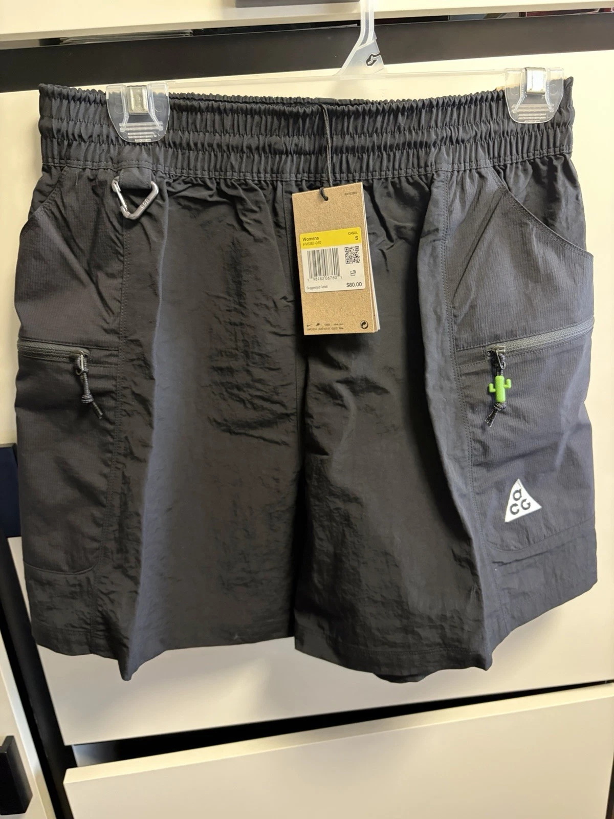 Nike ACG Women Death Bloom Black Hiking Shorts High Rise Small S HV6387-010 NWT
