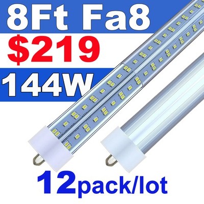 T8 LED Tube Light Bulbs 8FT FA8 LED Shop Light Fixture 12PACK LED Garage Lights