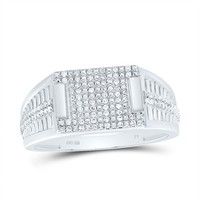 925 Sterlingsilber NatüRlicher Diamant Gerillt Cluster Rechteckig Rosa Ring 1/3