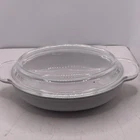 Vintage Corning Ware  White Oval Casserole P-14-B  w/Pyrex Lid P-14