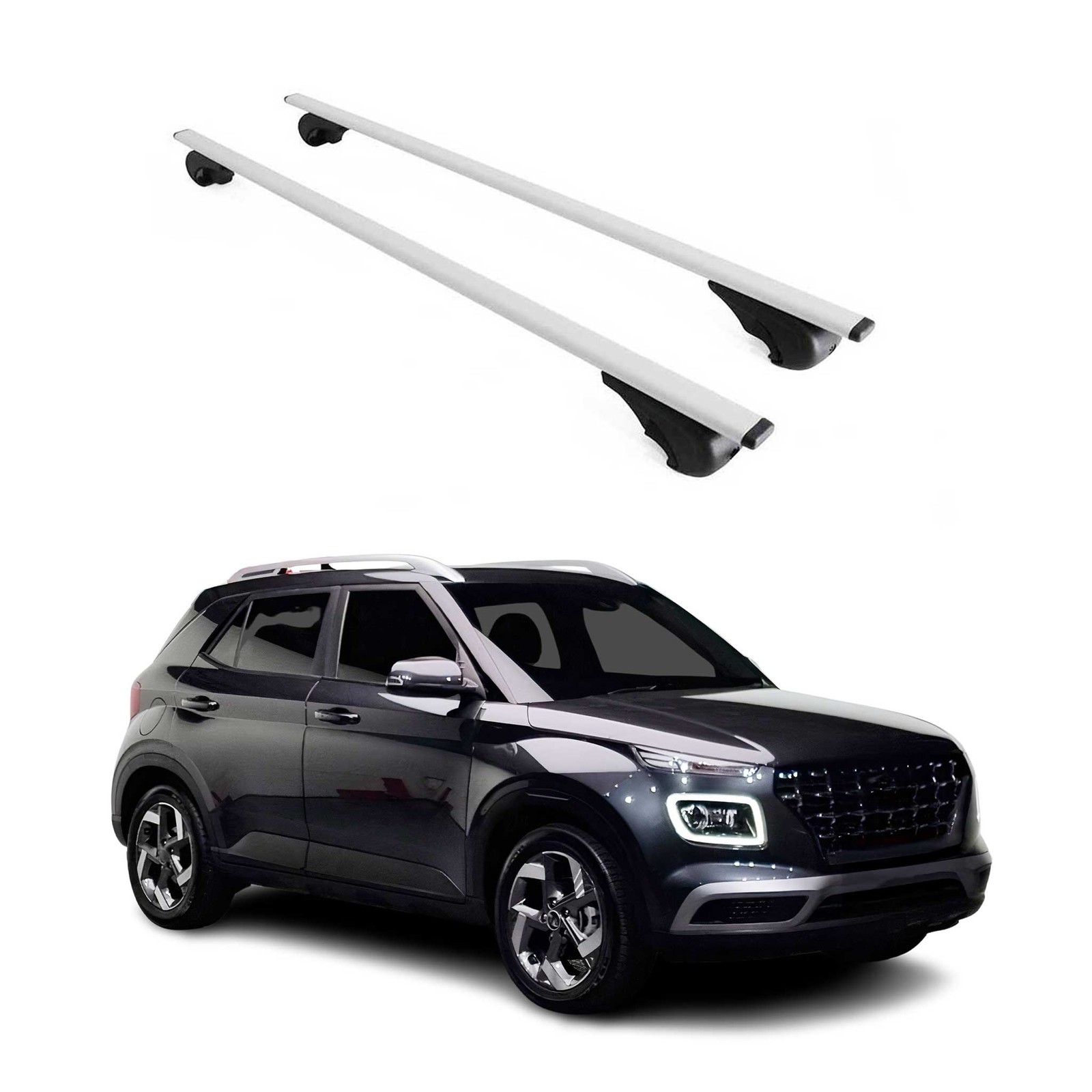 Barres de toit transversales Hyundai Venue 2020-2026 fer argent galerie de toit