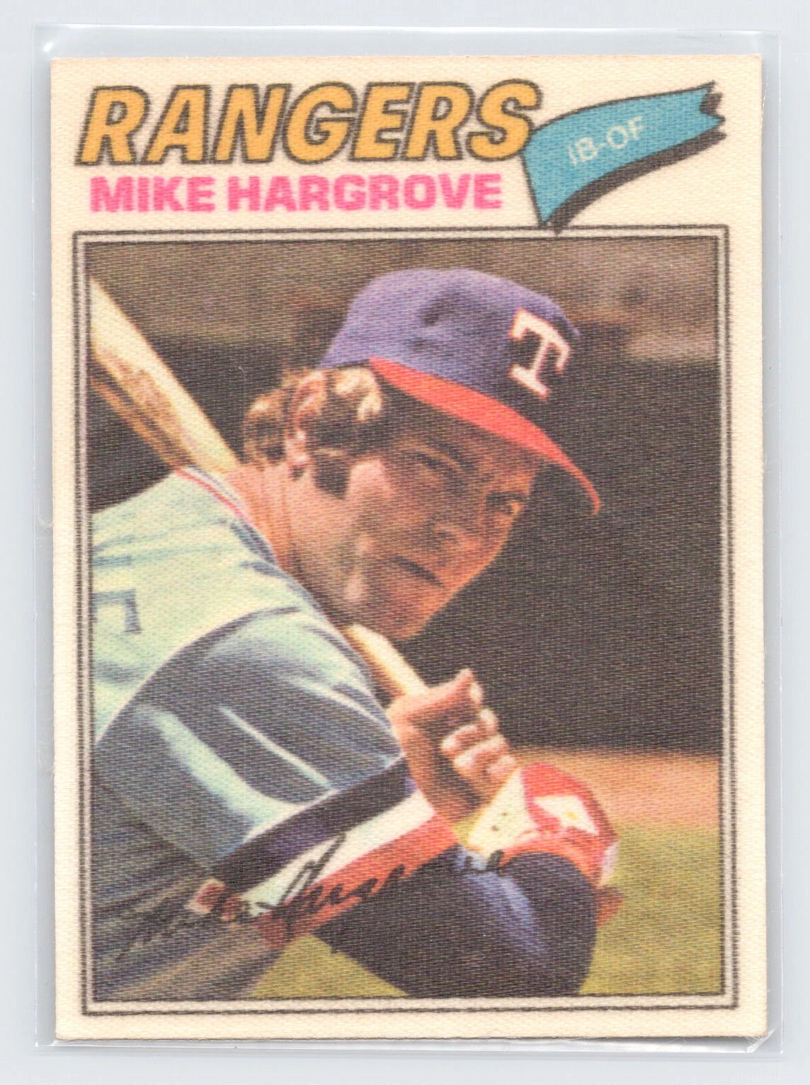 1977 Topps Cloth Stickers #20b Mike Hargrove