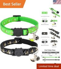 2 Pack Adjustable Breakaway Cat Collars with Moon  Star Design - Safety First