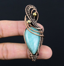 Amazonite Handmade Gemstones Copper Wire Wrapped Designer Pendant Jewelry