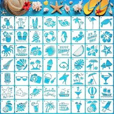 Beach Stencils, 56 Pack Summer Beach Wood Hawaiian Ocean Life Stencils for Sc...