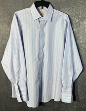 Brooks Brothers Madison Dress Shirt Mens 16-33 Blue Pink Cotton French Cuff