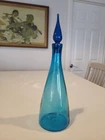 Vintage Blenko 920M Mid Century Modern Blue Glass Decanter Bottle With Stopper