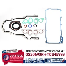 Timing Cover Oil Pan Gasket Compatible for Chevrolet GMC Cadillac Engine Replace