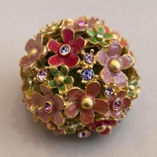 Estee Lauder Jay Strongwater unused floral solid perfume compact, Happiness 2011