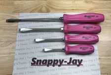 Snap-on Tools New Rare Electric Pink 4pc Hard Grip Flat Head Screwdriver Set