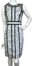 Dana Buchman Sheath Dress Size 6 Sleeveless Crewneck Black & White Lined Zip EUC