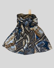 Cider size L blue white paisley strapless bandeau mini dress summer holiday chic