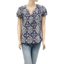 Odd Molly Anthropologie Floral Printed Blouse Crochet Lace Cotton M-2 260270