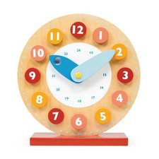 Toys - Teaching Clock - Wooden Toy for Learning The Time - Moving Hour and Mi...