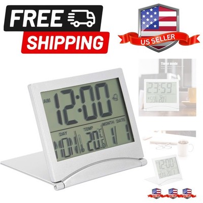 Electronic Compact Alarm Foldable Calendar Easy to Read Atomic Desktop Clock ...