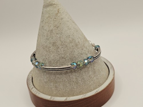 Alex Ani Enchanted Blue Silver Beaded Bangle Charm Bracelet ⭐️✨️⭐️