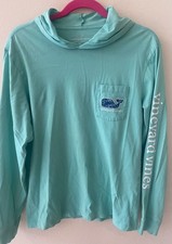 Vineyard Vines XS Long Sleeve Hooded Whale Tee Turquoise T-Shirt Womens
